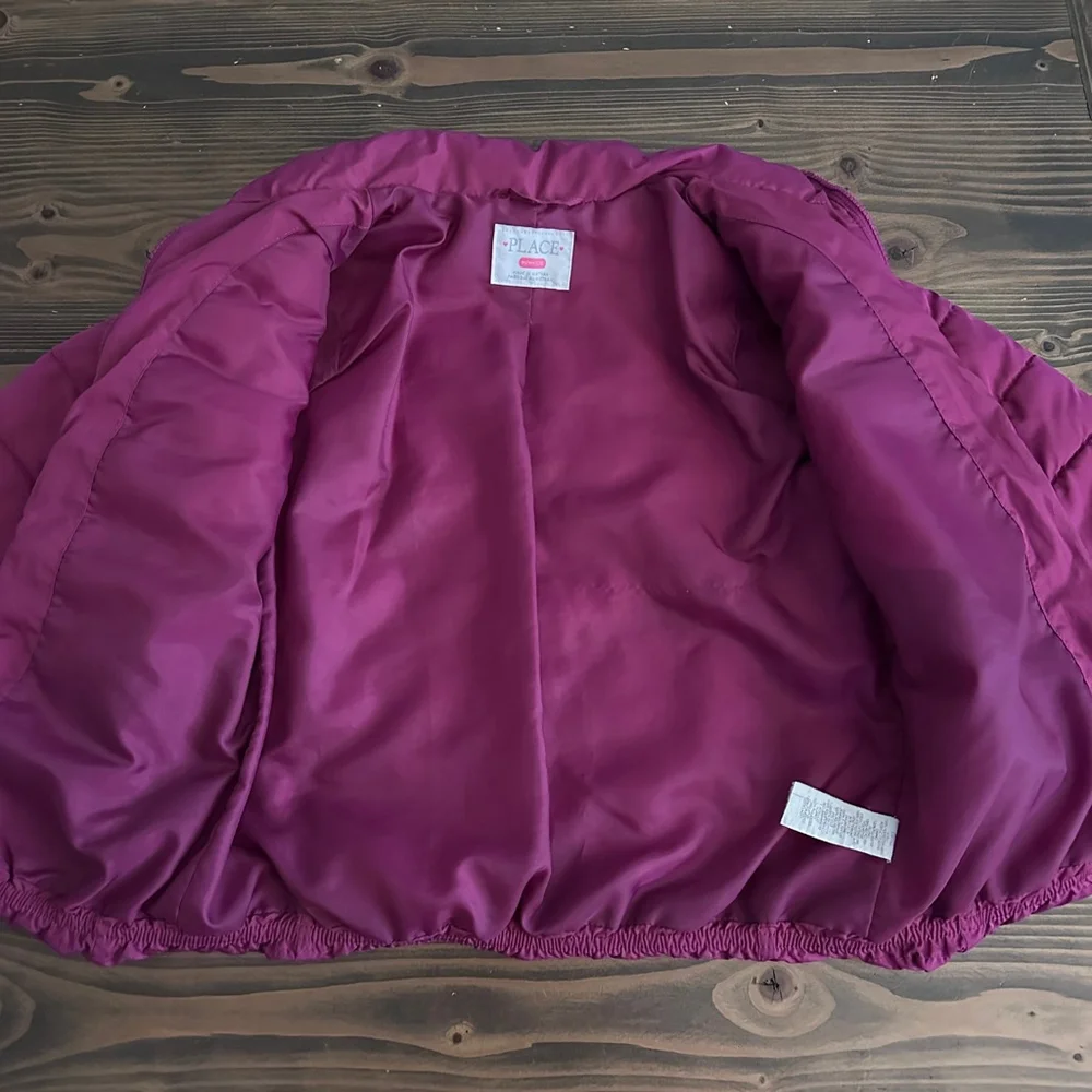 Girls Children's Place Puffer Jacket M 7/8 Dark Magenta Lightweight